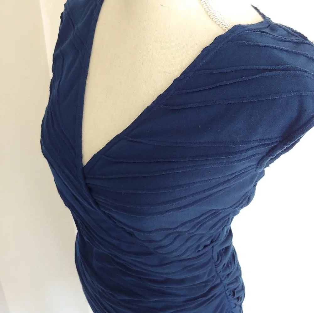 Max Studio Blue Ruched Dress - Picture 3 of 8